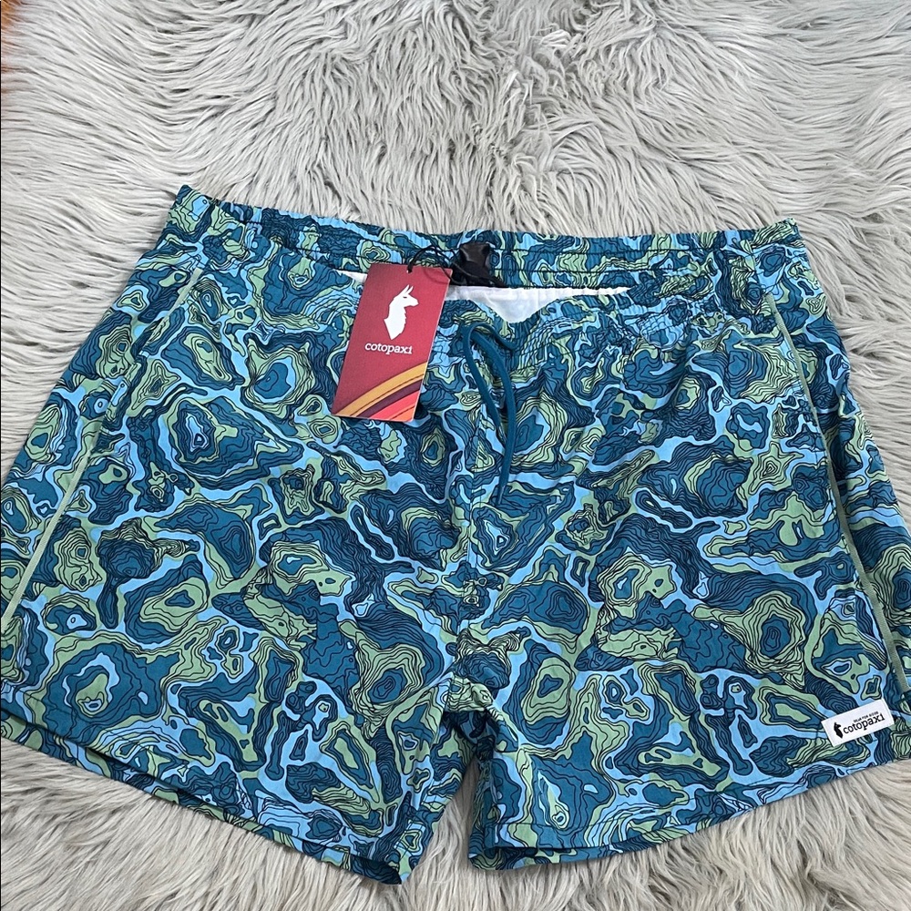 Cotopaxi Blue and Green Patterned Swim Shorts